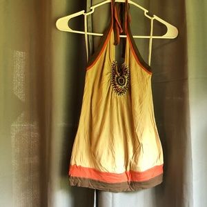 Charlotte Russe Women’s Tribal Halter Top S Tan